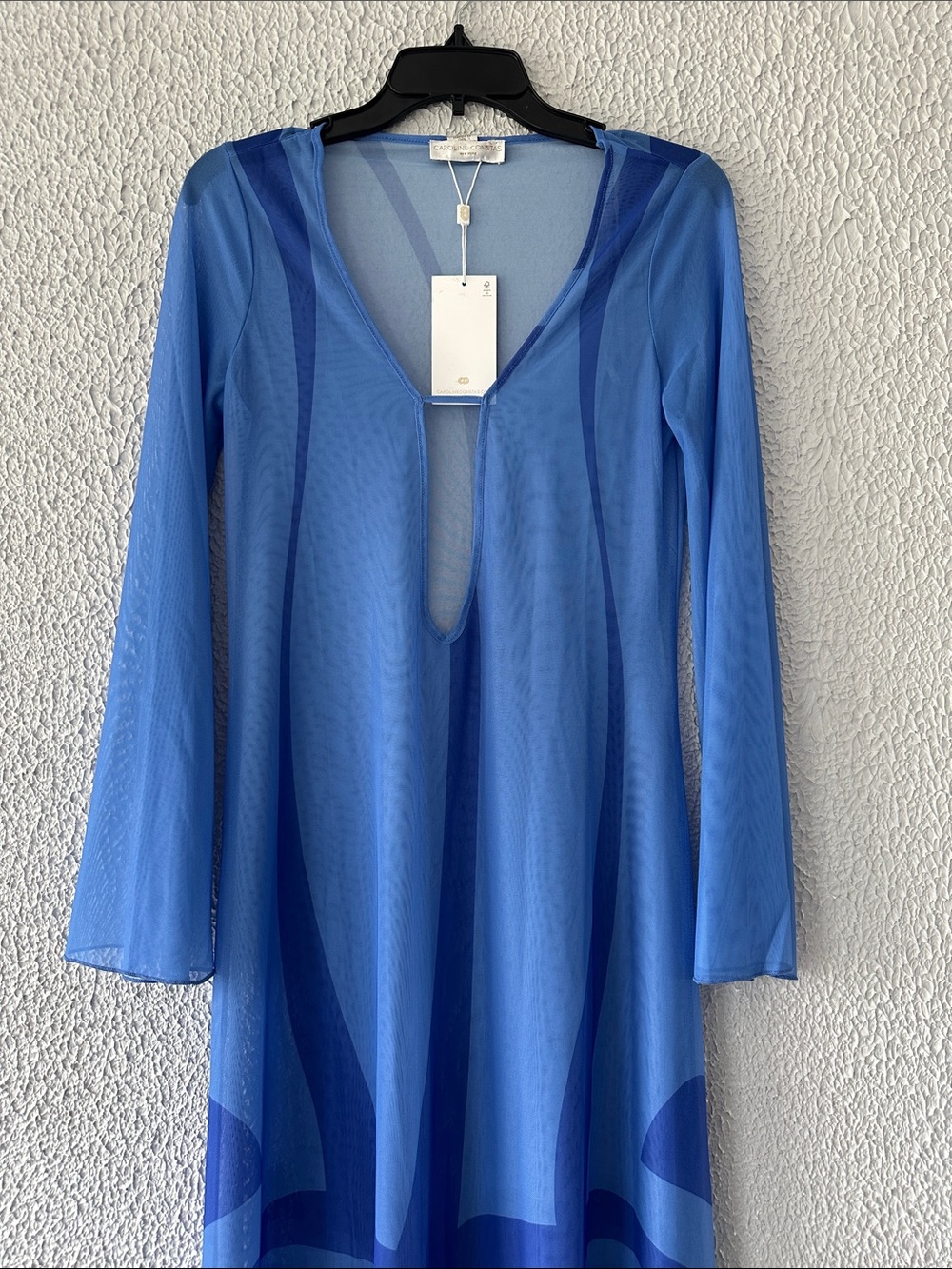 Caroline Constas Two-Tone Blue Long-Sleeve cover up Dress NWT - Picture 15 of 17